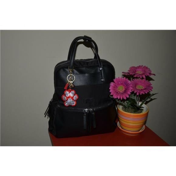 Paw Print Keychain for Dog Lovers Rhinestone Girly Backpack Clip Crystal Bag... - Picture 3 of 7